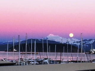 Moonrise on Mount Baker